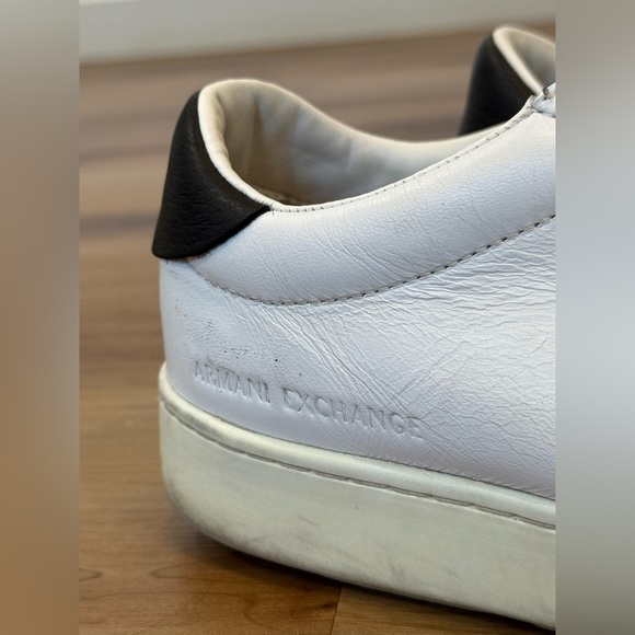 Armani Exchange White Leather Low-Top Sneakers - Picture 2 of 13